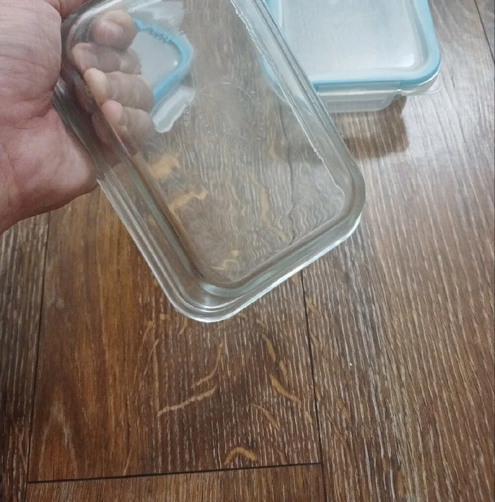 Glass Food Storage Containers Set with Blue and Pink Lids